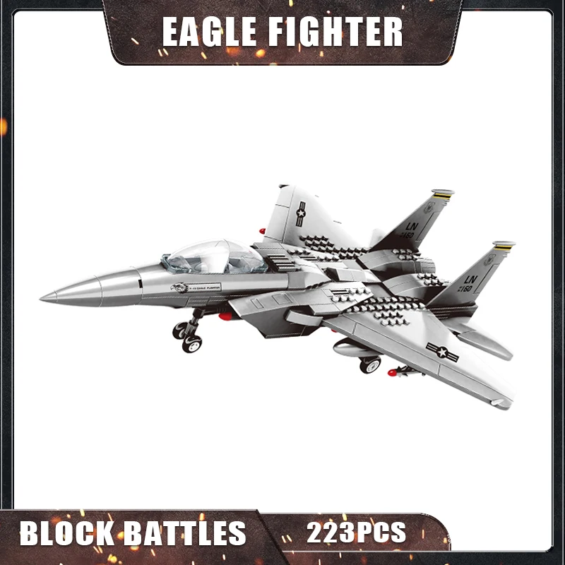 223PCS 1/48 Scale Warcraft Building Blocks Plastic F-15 Inercepter Fighter Model Kits Military Airplane Bricks Toys for Boys Gif
223PCS 1/48 Scale Warcraft Building Blocks Plastic F-15 Inercepter Fighter Model Kits Military Airplane Bricks Toys for Boys Gif