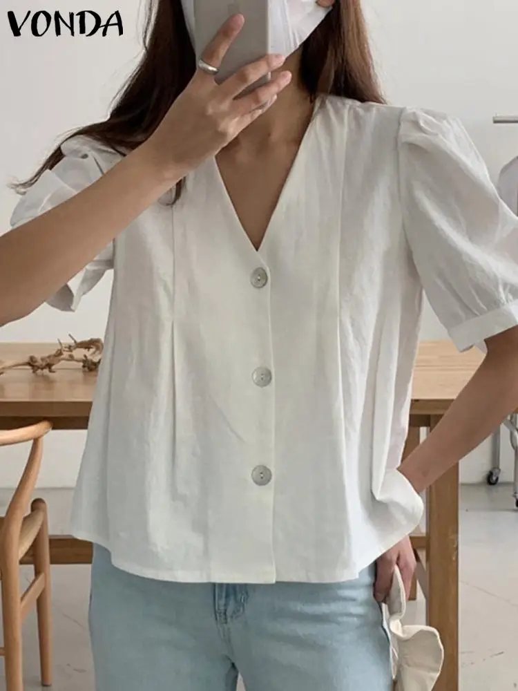 VONDA 2022 Oversized Fashion Women Casual Summer V-Neck Short Puff Sleeve Blusa Femme Street Pleated Blouse Tops Party Chemise
VONDA 2022 Oversized Fashion Women Casual Summer V-Neck Short Puff Sleeve Blusa Femme Street Pleated Blouse Tops Party Chemise