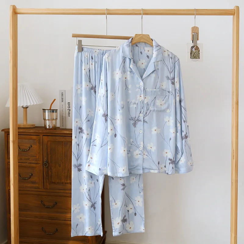 Women's Spring and Summer Thin Cotton Viscose Fashion Printing Pijamas Women Long Sleeve Long Pants Home Wear Pijamas
Women's Spring and Summer Thin Cotton Viscose Fashion Printing Pijamas Women Long Sleeve Long Pants Home Wear Pijamas