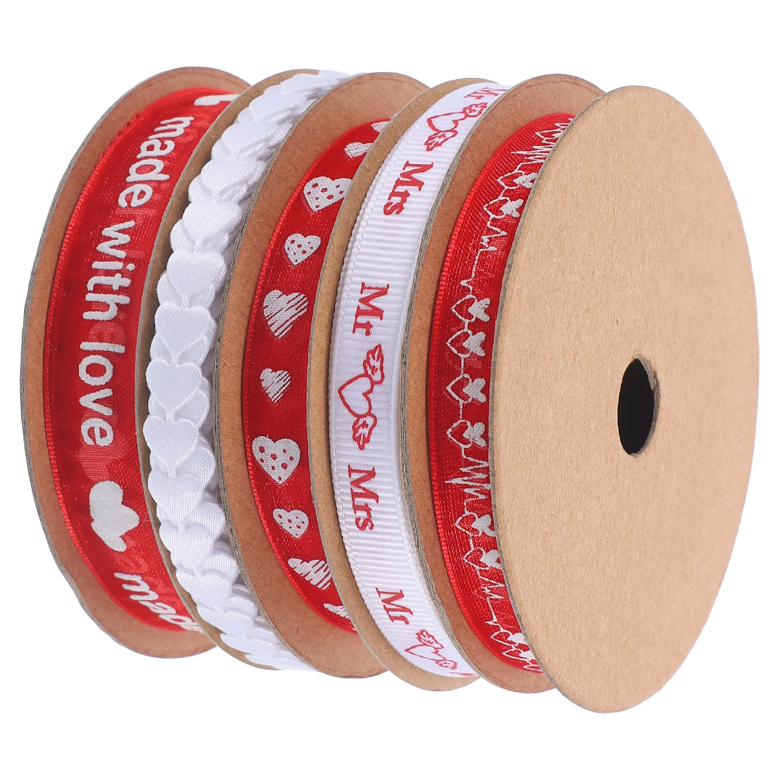 

5 Rolls of Valentines Ribbon Multi-use Valentines Ribbon Wrapping Ribbons for Present Packing