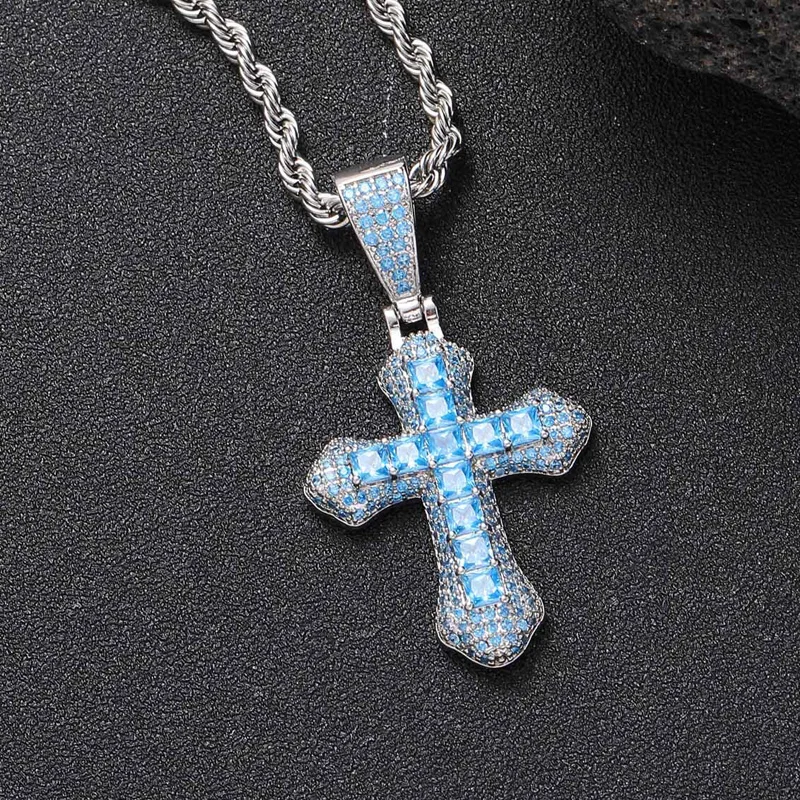Hip Hop Fashion Blue Zircon Cross Pendant Men's Transit Amulet Heavy Industry Diamond Studded Sweater Chain Jewelry Necklaces
Hip Hop Fashion Blue Zircon Cross Pendant Men's Transit Amulet Heavy Industry Diamond Studded Sweater Chain Jewelry Necklaces