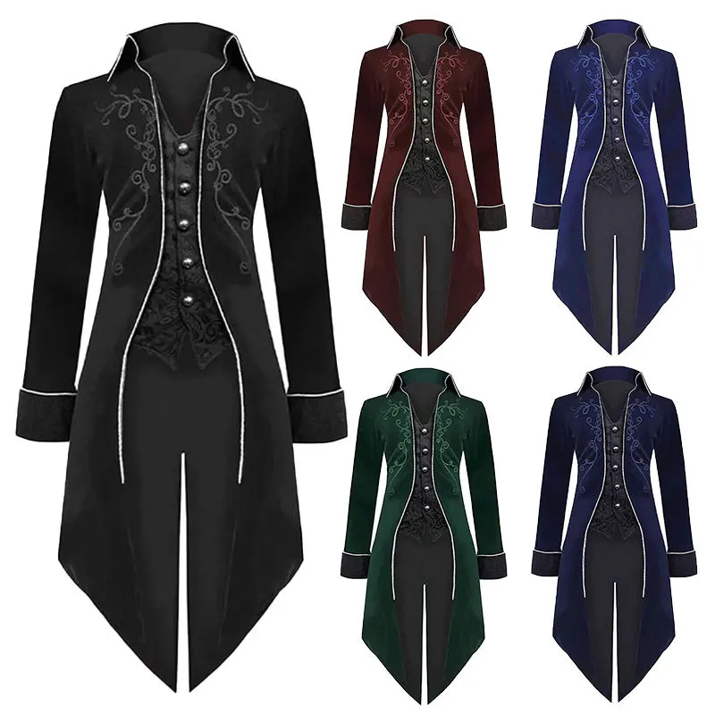 Velet Medieval Jacket Halloween Vampire Steampunk Victorian Costume Men's TailCoat Vintage Suit Cosplay Carnival Party Gown Coat 
Velet Medieval Jacket Halloween Vampire Steampunk Victorian Costume Men's TailCoat Vintage Suit Cosplay Carnival Party Gown Coat
