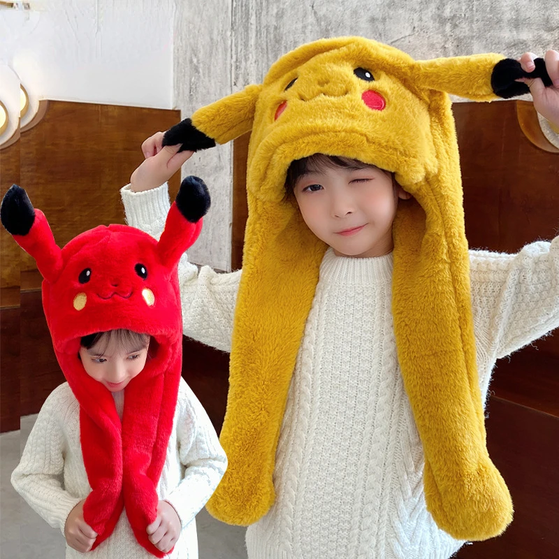 Детские шапки Pokemon Pikachu, зимние теплые меховые шапки с движущимися ушками, кавайные уличные шапки для защиты ушей, детский подарок
Детские шапки Pokemon Pikachu, зимние теплые меховые шапки с движущимися ушками, кавайные уличные шапки для защиты ушей, детский подарок