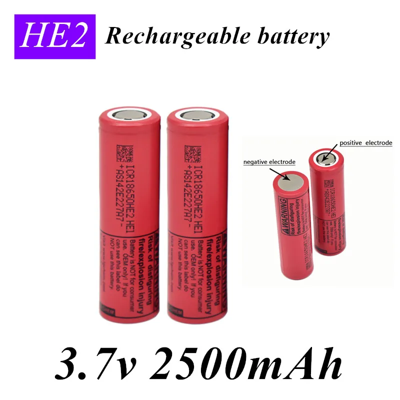2022 NEW 100% Original 18650 HE2 3.7V Battery 2500mAh 20A Rechargeable battery HE2 18650 HE2 battery power tools Toy flashlight
2022 NEW 100% Original 18650 HE2 3.7V Battery 2500mAh 20A Rechargeable battery HE2 18650 HE2 battery power tools Toy flashlight