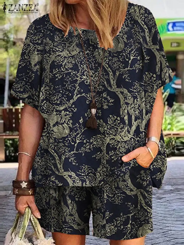 Women Urban Tracksuit ZANZEA 2PCS Summer Vintage Floral Printed Matching Sets Two Piece Sets Loose Half Sleeve Blouse Short Set
Women Urban Tracksuit ZANZEA 2PCS Summer Vintage Floral Printed Matching Sets Two Piece Sets Loose Half Sleeve Blouse Short Set