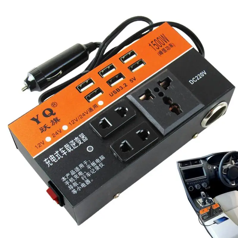 

Car Inverter Auto Outlet Adapter 200W Car Power Inverter DC 12V/24V To 220V AC Converter 3.2A USB Charging Ports Car Charger