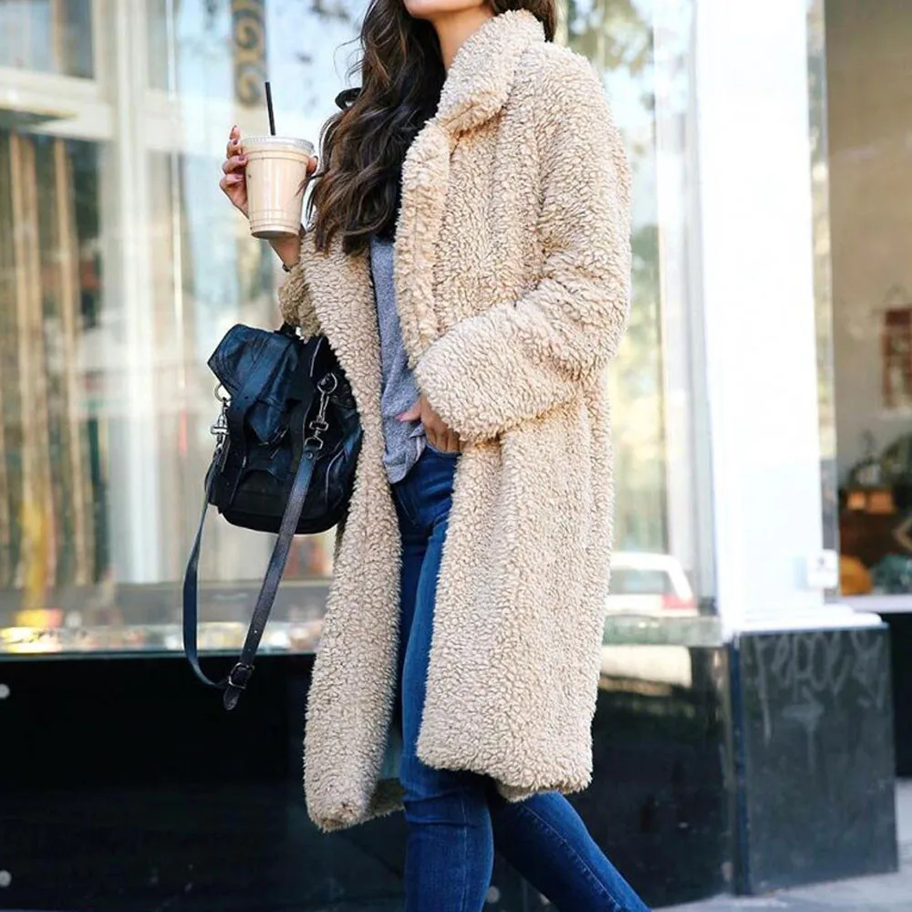 Elegant Women Jacket Fuzzy Thickened Long Coat Winter Warm Fleece Long Sleeve Cardigan Mid Length Warm Outwear Female Blazer
Elegant Women Jacket Fuzzy Thickened Long Coat Winter Warm Fleece Long Sleeve Cardigan Mid Length Warm Outwear Female Blazer