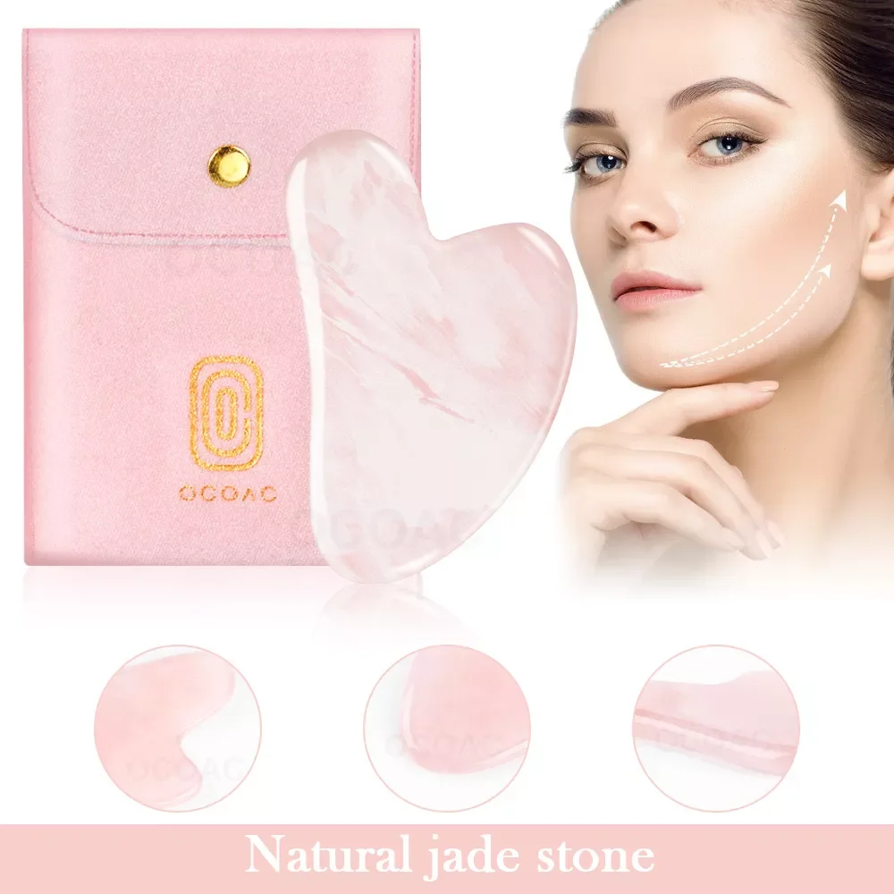Gua Sha Massager For Face Skin Care Rose Quartz Gouache Scraper With Bag Slimming Beauty SPA Massage Natural Jade Stone
Gua Sha Massager For Face Skin Care Rose Quartz Gouache Scraper With Bag Slimming Beauty SPA Massage Natural Jade Stone