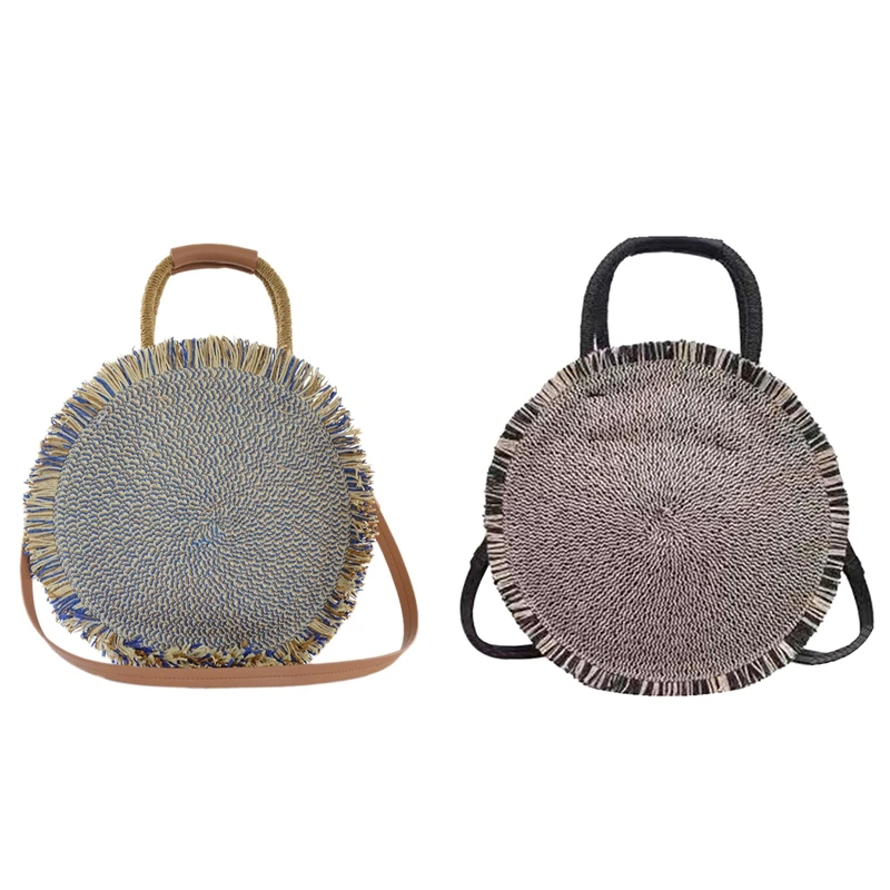 Bohemian Round Women Straw Woven Bag Fashion Hand-Woven Rattan Shoulder Bag Big Capacity Casual Tote Beach Bag
Bohemian Round Women Straw Woven Bag Fashion Hand-Woven Rattan Shoulder Bag Big Capacity Casual Tote Beach Bag