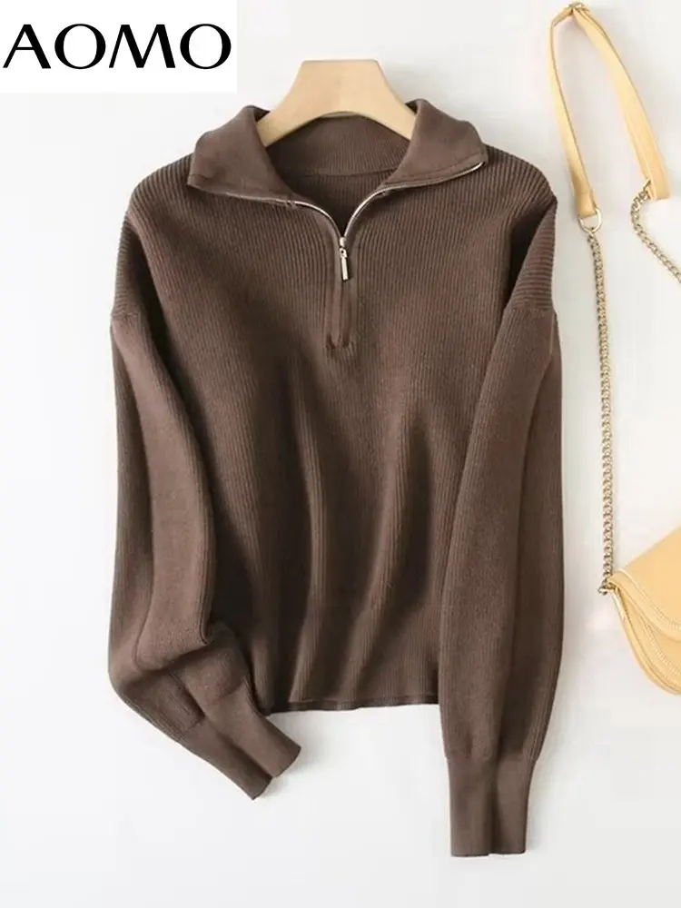 AOMO Women 2022 Autumn Winter Turn Down Collar Knitted Sweater Jumper Female Pullovers YU78A
AOMO Women 2022 Autumn Winter Turn Down Collar Knitted Sweater Jumper Female Pullovers YU78A