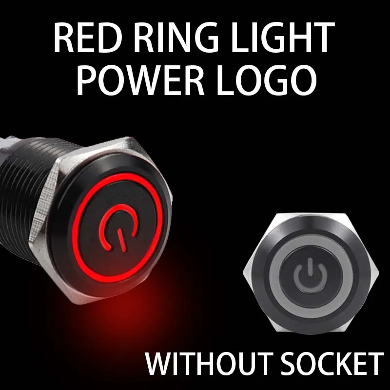 Водонепроницаемый металлический кнопочный переключатель с разъемом и светодиодным кольцом, 16/19/22 мм, яркость света 5/12/24/220 В, черный 1NO1NC 
Водонепроницаемый металлический кнопочный переключатель с разъемом и светодиодным кольцом, 16/19/22 мм, яркость света 5/12/24/220 В, черный 1NO1NC