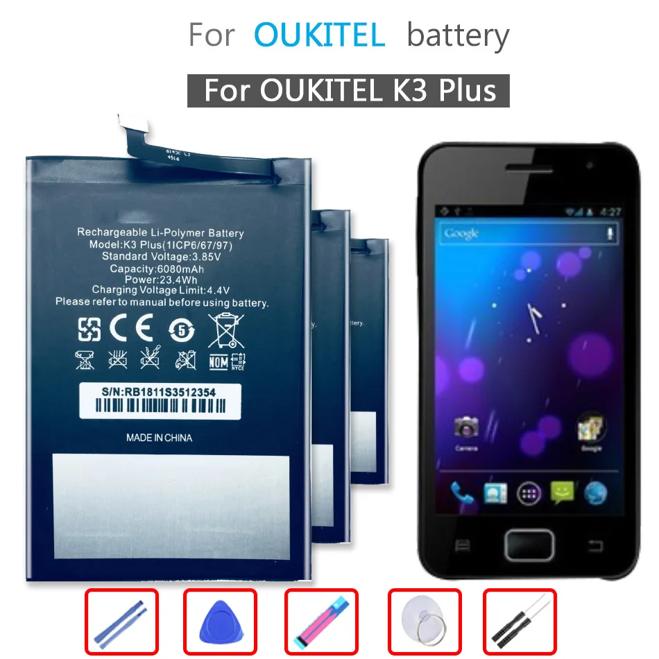 K 3 Plus 6080mAh For OUKITEL K3 Plus K3Plus Mobile Phone Battery + Free Tools 
K 3 Plus 6080mAh For OUKITEL K3 Plus K3Plus Mobile Phone Battery + Free Tools