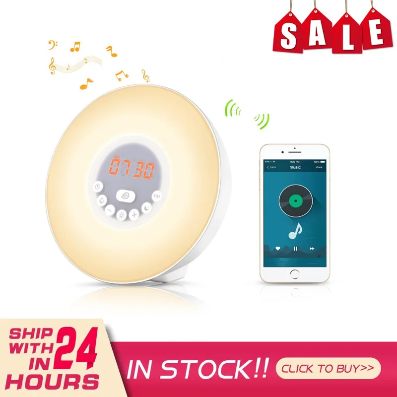 2022 Newest Wake Up Light Digital Alarm Clock Snooze Night Lamp Sunrise Simulation & Sleep Aid Colorful Light With FM Radio
2022 Newest Wake Up Light Digital Alarm Clock Snooze Night Lamp Sunrise Simulation & Sleep Aid Colorful Light With FM Radio