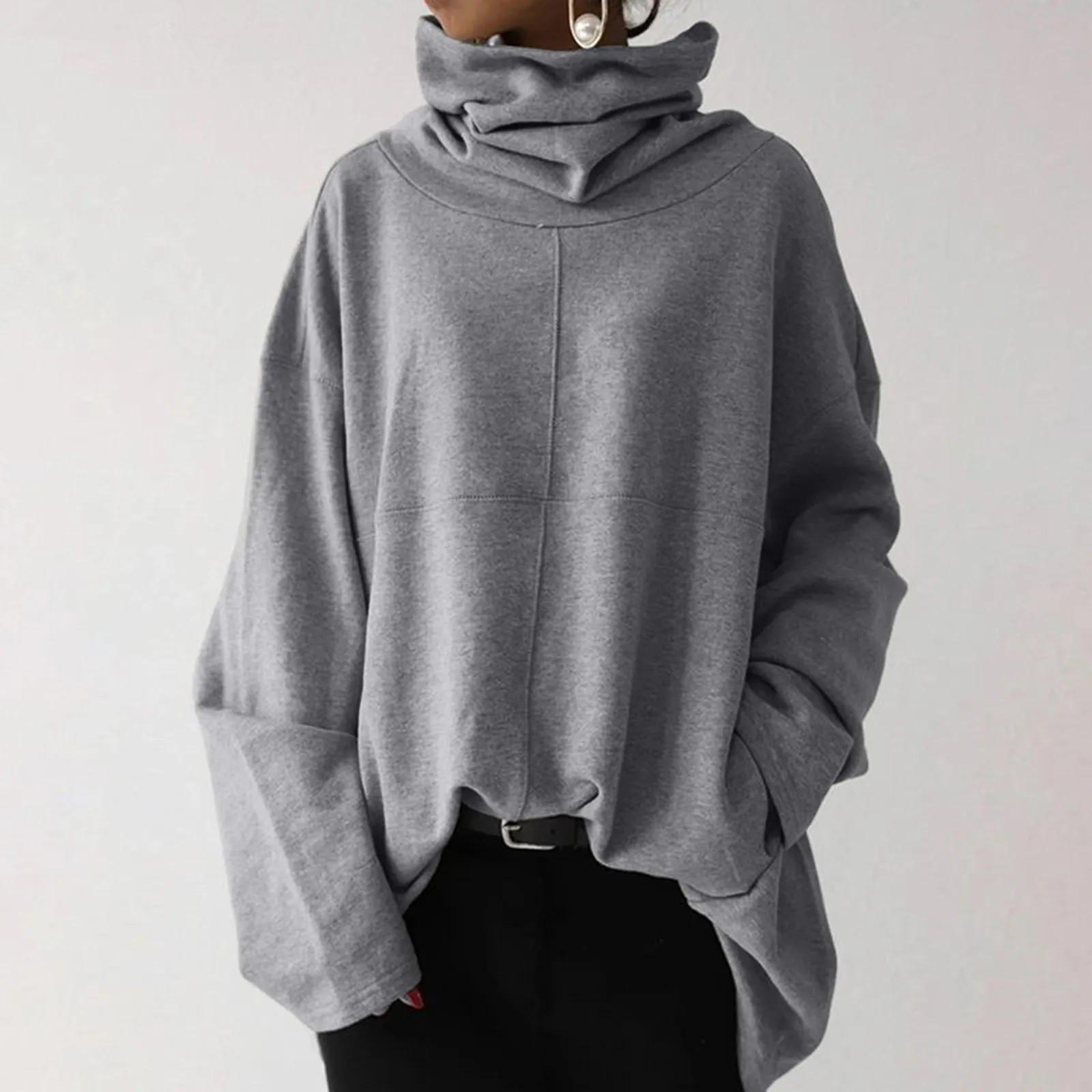 Womens Heavy Hoodie Ladies Solid Splice Fashion Long Sleeve Turtleneck Sweatshirt Pocket Loose Top Fuzzy Pullover
Womens Heavy Hoodie Ladies Solid Splice Fashion Long Sleeve Turtleneck Sweatshirt Pocket Loose Top Fuzzy Pullover