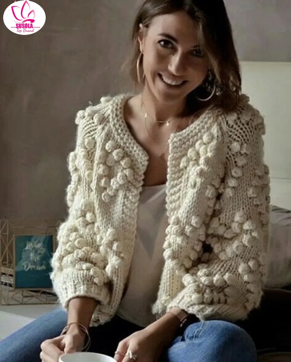 SUSOLA Lady Autumn and Winter New Women's Wool Ball Bat Needle Thick Line Loose and Thin Short Sweater Cardigan Jacket Women
SUSOLA Lady Autumn and Winter New Women's Wool Ball Bat Needle Thick Line Loose and Thin Short Sweater Cardigan Jacket Women