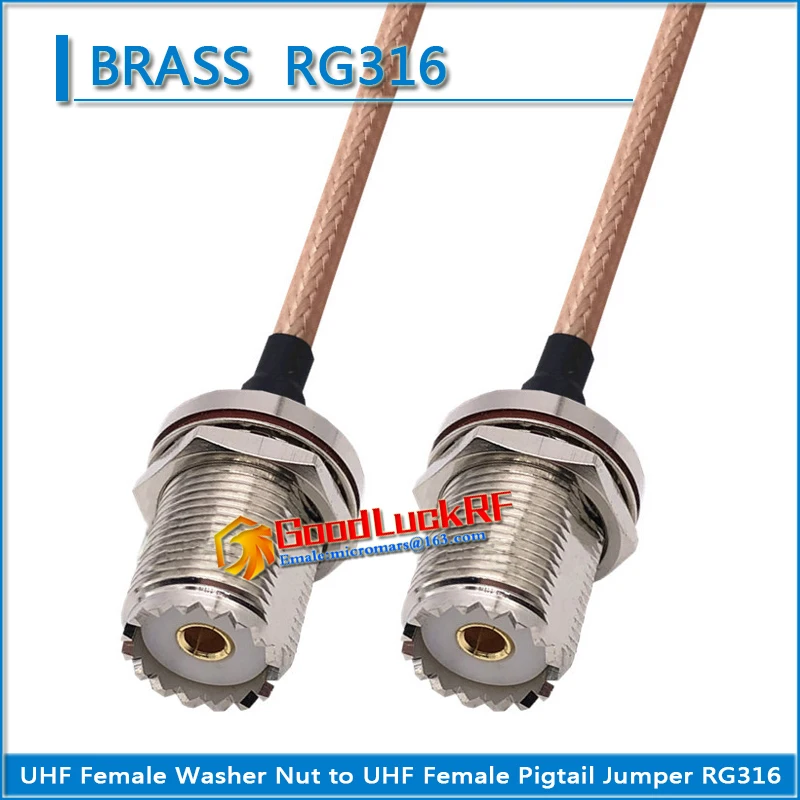 1X Pcs Dual PL259 SO239 UHF Female Washer Nut to UHF Female O-ring Bulkhead Plug Pigtail Jumper RG316 Cable Low Loss 
1X Pcs Dual PL259 SO239 UHF Female Washer Nut to UHF Female O-ring Bulkhead Plug Pigtail Jumper RG316 Cable Low Loss