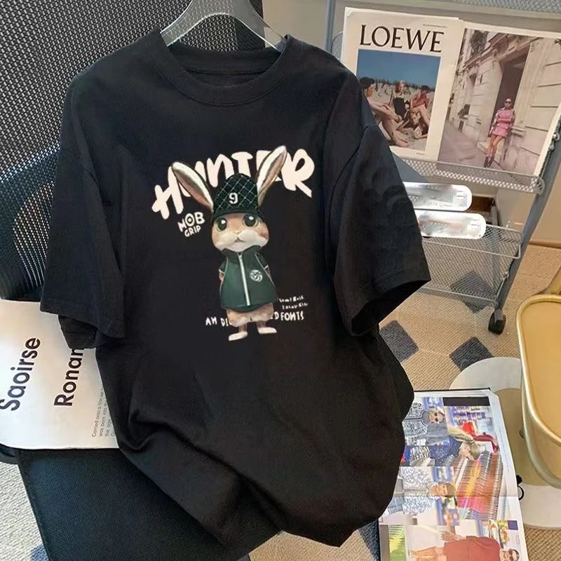 Women Cotton T-shirt Cartoon Rabbit Printing Short Sleeve Tees Female Fashion Casual Comfortable Pullover Tops Spring Summer New
Women Cotton T-shirt Cartoon Rabbit Printing Short Sleeve Tees Female Fashion Casual Comfortable Pullover Tops Spring Summer New
