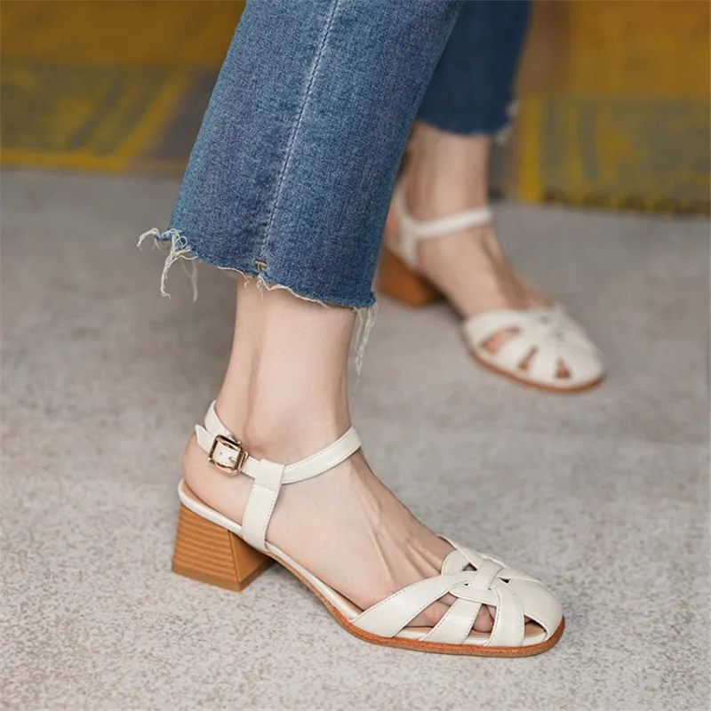 2022 Summer Woman Shoes Cow Leather Round Toe High Heels Summer Women Sandals Thick Heel Shoe for Women French Vintage Sandals
2022 Summer Woman Shoes Cow Leather Round Toe High Heels Summer Women Sandals Thick Heel Shoe for Women French Vintage Sandals