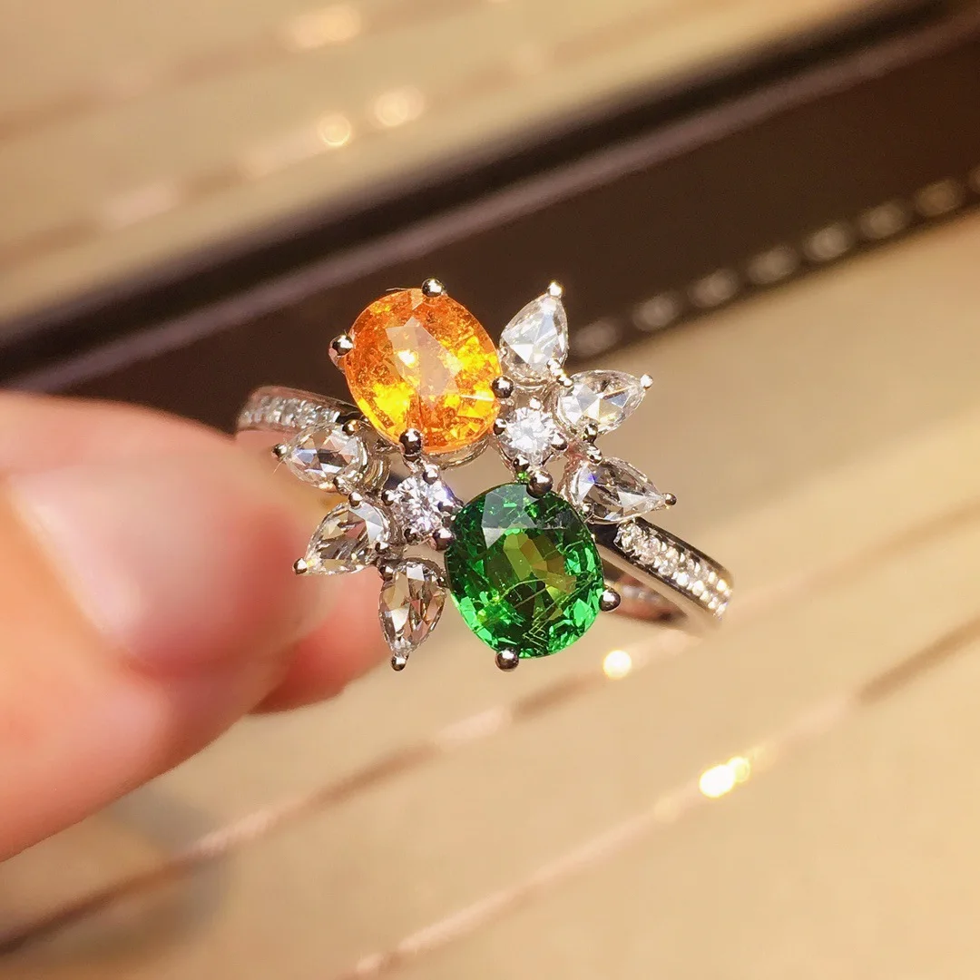 

Creative Hollow Flower Oval Emerald Topaz Full Diamond Couple Ring For Women Zircon S925 Silverd Engagement Bridal Gift Jewelry