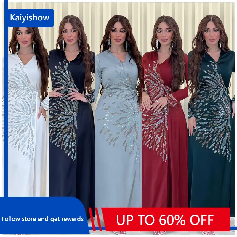 Polyester Muslim Fashion Abaya Summer Elegant Muslim Long Sleeve V-neck Regular Solid Color Long Abaya Maxi Dress Abaya Dress
Polyester Muslim Fashion Abaya Summer Elegant Muslim Long Sleeve V-neck Regular Solid Color Long Abaya Maxi Dress Abaya Dress