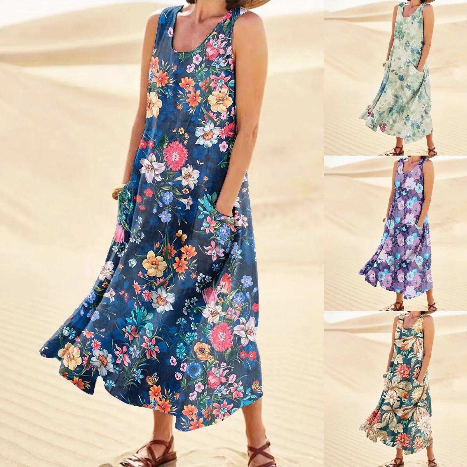 Fashion Summer Casual Comfortable Flower Print Sleeveless Cotton With Pocket Beach Dress For Women Cheap Dresses With Free Shipp
Fashion Summer Casual Comfortable Flower Print Sleeveless Cotton With Pocket Beach Dress For Women Cheap Dresses With Free Shipp