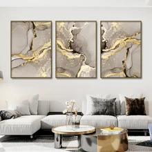 Marble Beige Gold Abstract Wall Art Posters Luxury Canvas Painting Prints Pictures Modern Living Room Interior Home Decoration