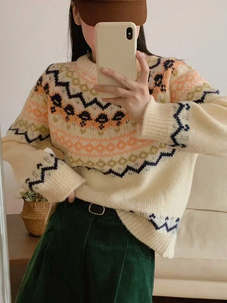 Fashion Vintage Pullovers Women Patchwork Casual Loose Knitted Sweaters Autumn Winter Warm 2023 New Long Sleeve O Neck Jumpers
Fashion Vintage Pullovers Women Patchwork Casual Loose Knitted Sweaters Autumn Winter Warm 2023 New Long Sleeve O Neck Jumpers