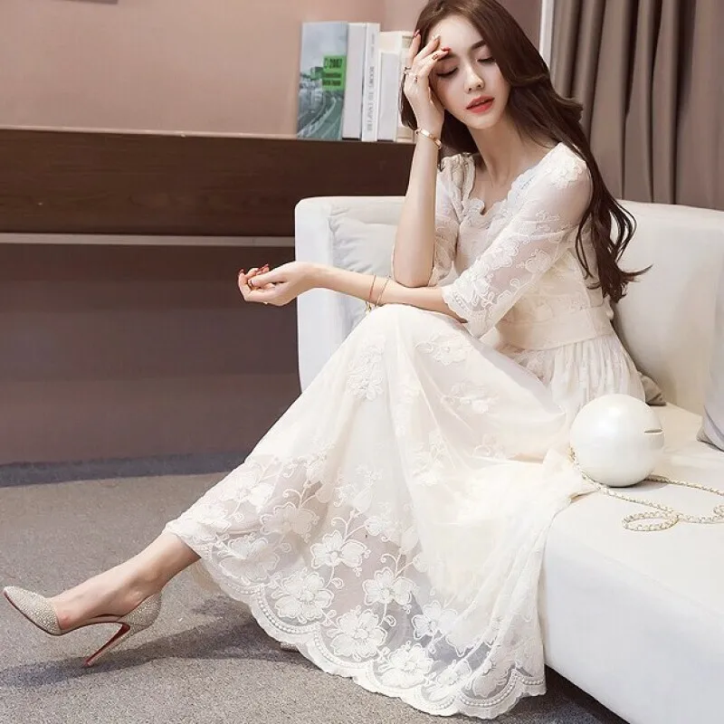 Summer New Korean Women's Large Middle-length Laid One-piece Slim Women's Long-dress
Summer New Korean Women's Large Middle-length Laid One-piece Slim Women's Long-dress