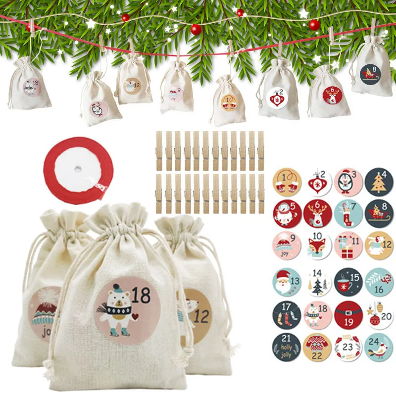 24Pcs Christmas Gift Bag Drawstring Pouch Cotton Linen Storage Bag For Party Decoration Include Bags,Stickers,Rope,Wooden Clip
24Pcs Christmas Gift Bag Drawstring Pouch Cotton Linen Storage Bag For Party Decoration Include Bags,Stickers,Rope,Wooden Clip