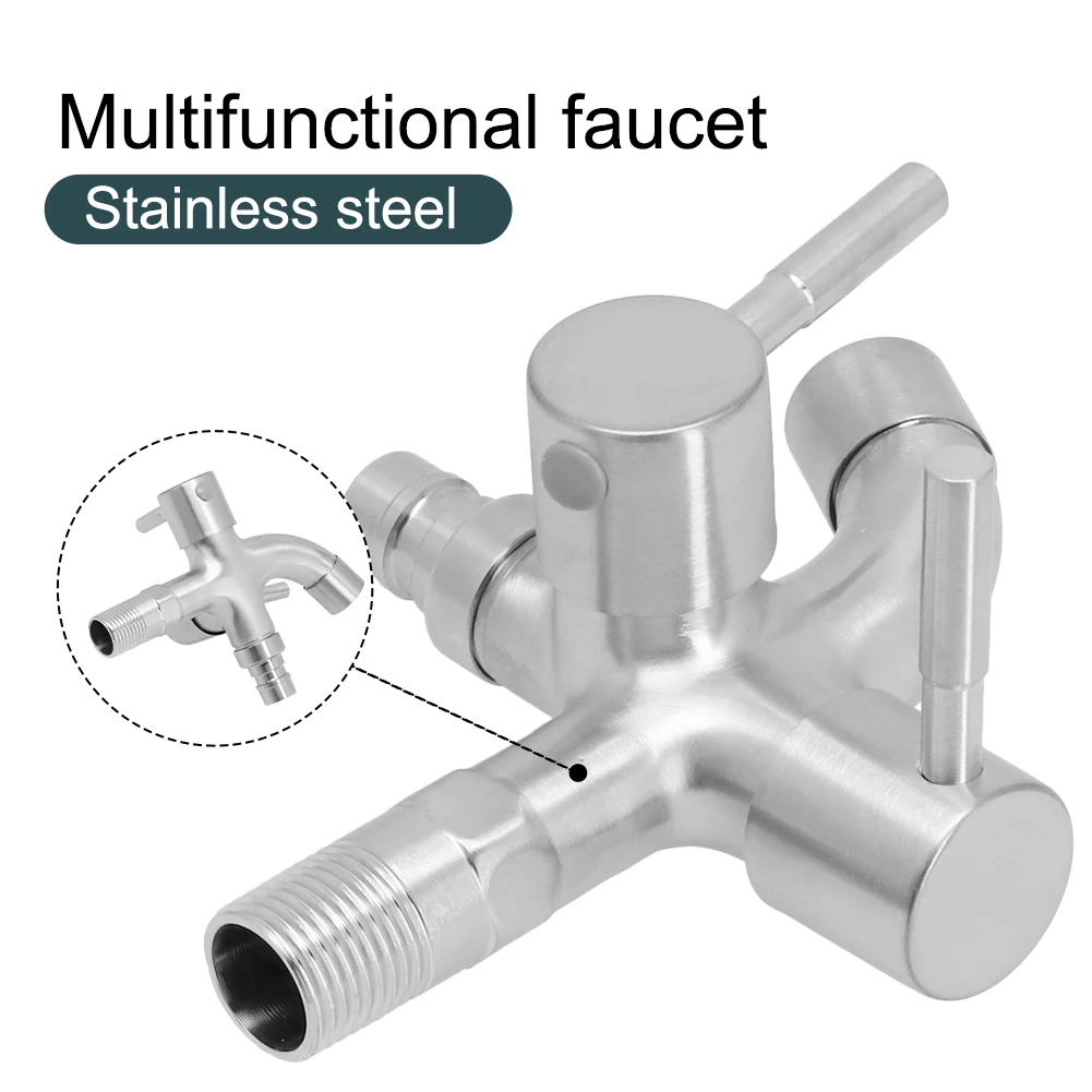 304 Stainless Steel Double Tap Washing Machine Faucet Wall-in Faucet 1 In 2 Out Multifunctional Tap Two Way Tap Bathroom Bibcock
304 Stainless Steel Double Tap Washing Machine Faucet Wall-in Faucet 1 In 2 Out Multifunctional Tap Two Way Tap Bathroom Bibcock
