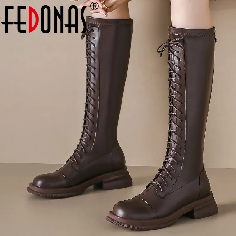 FEDONAS Autumn Winter Women Knee High Boots Thick Heels Cross-Tied Popular Platform Shoes Woman Outdoor Leisure Motorcycle Boots
FEDONAS Autumn Winter Women Knee High Boots Thick Heels Cross-Tied Popular Platform Shoes Woman Outdoor Leisure Motorcycle Boots