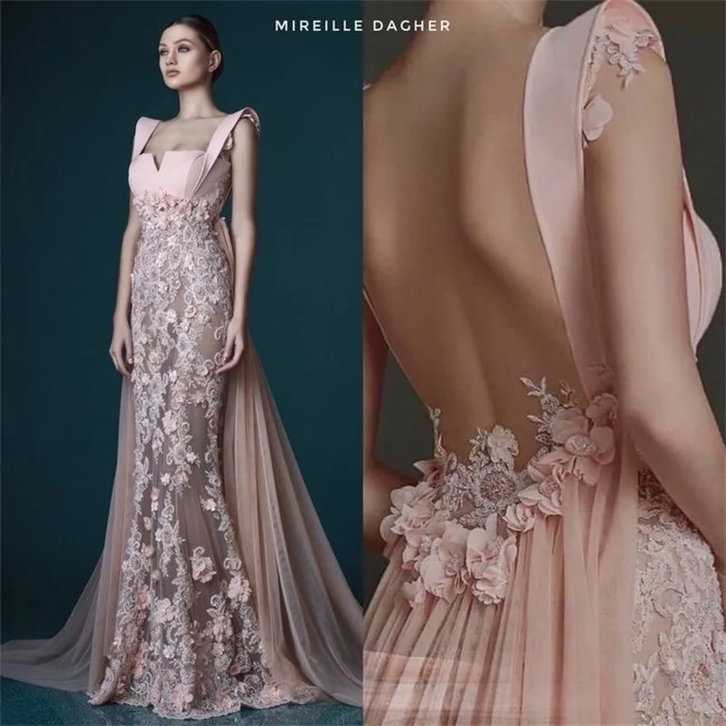 Pink Champagne Mermaid Prom Dress Sexy Strap Backless Appliqued Evening Party Gown Sleeveless Overskirt Custom Made Lace Up Back
Pink Champagne Mermaid Prom Dress Sexy Strap Backless Appliqued Evening Party Gown Sleeveless Overskirt Custom Made Lace Up Back