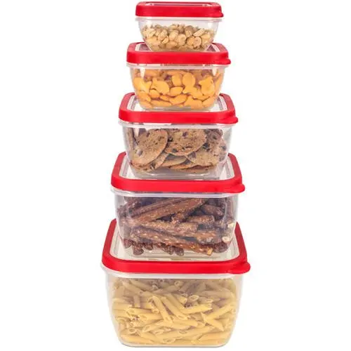 

Набор квадратных пластиковых контейнеров для хранения пищевых продуктов, красные стеклянные банки с крышками, маленькие контейнеры для хранения пищевых продуктов