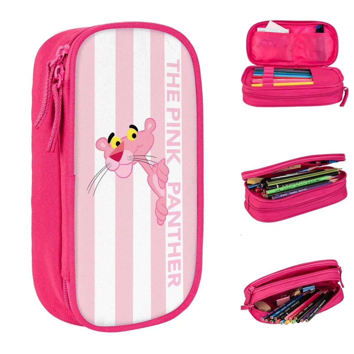 

Пеналы для карандашей с изображением розовой Пантеры, чехлы для ручек с головой леопарда, большая емкость, офисные подарки, Канцтовары