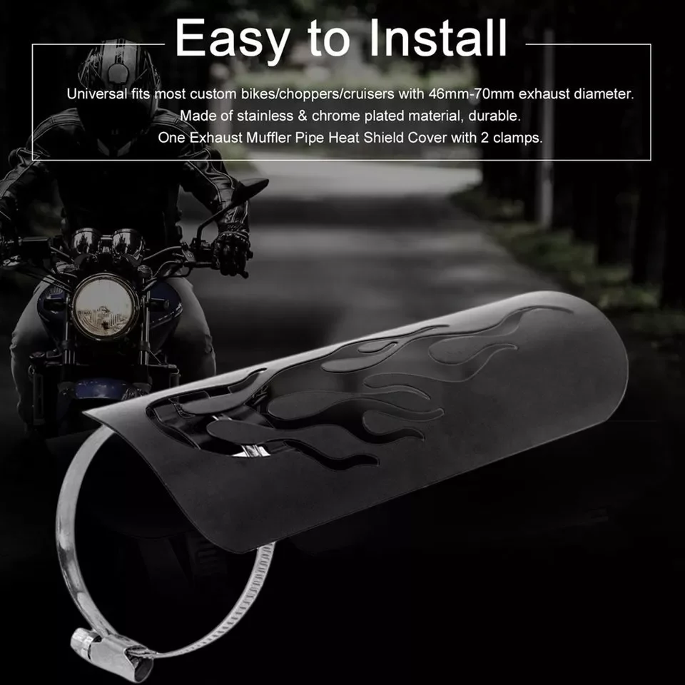

Universal Vintage Chrome Plated Motorcycle Modified Curved Exhaust Muffler Pipe Heat Shield Cover Guard Motorbike Parts Hot