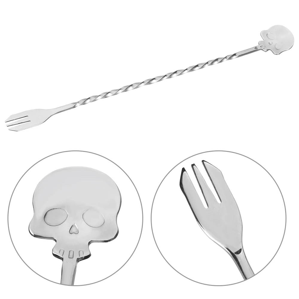 Stainless Steel Mixing Fork Stirrer Bar Spoon Kitchen Tools Skull Bar Spoon Bartender 25cm Swizzle Sticks Cocktail Pick 
Stainless Steel Mixing Fork Stirrer Bar Spoon Kitchen Tools Skull Bar Spoon Bartender 25cm Swizzle Sticks Cocktail Pick