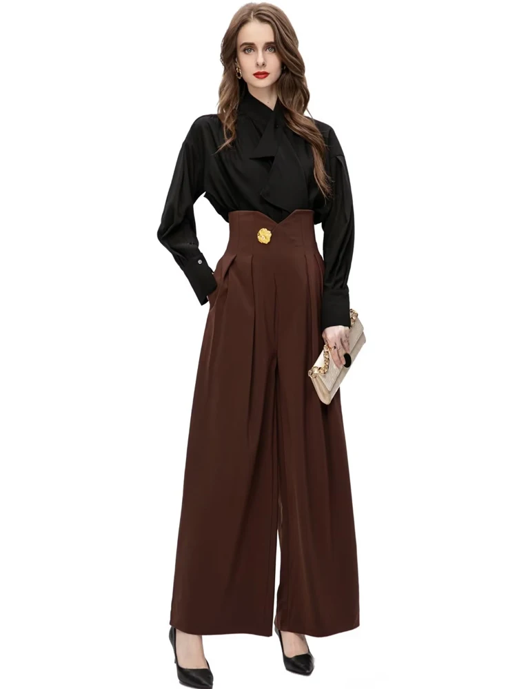 2023 Designer New Autumn Women Set High Quality Black Shirt Tops Casual Trousers Vintage Elegant Fashion Casual Workplace Suit
2023 Designer New Autumn Women Set High Quality Black Shirt Tops Casual Trousers Vintage Elegant Fashion Casual Workplace Suit
