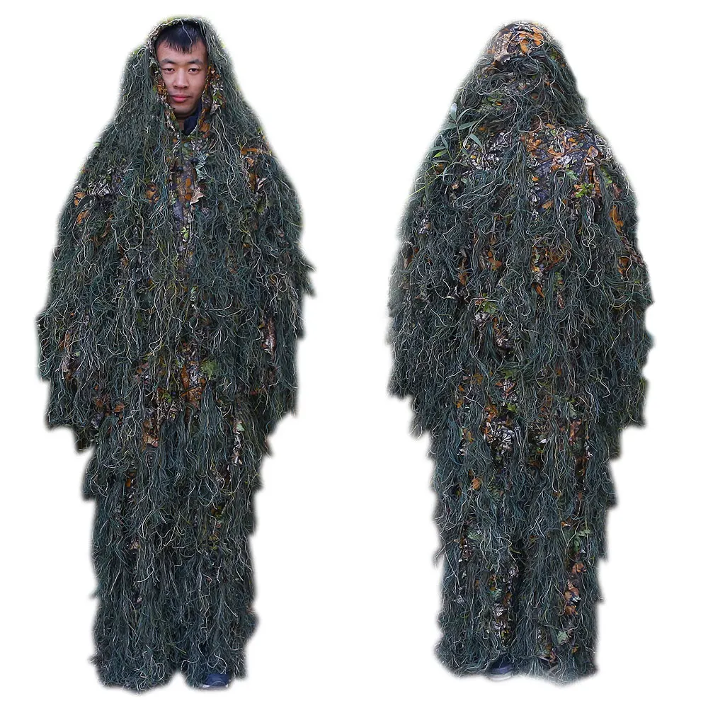 

3D Ghillie Suit Grass Bionic Camouflage Suit Bird Watching Hunting Clothes Woodland CS Tactical Hiden Jungle Clothes Sniper