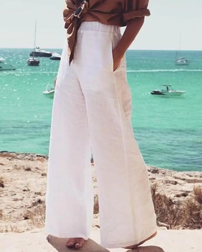 Summer Oversized Wide Leg Pants Women Pocket Fashion Long Trousers Casual Elastic Waist Solid Pantalon
Summer Oversized Wide Leg Pants Women Pocket Fashion Long Trousers Casual Elastic Waist Solid Pantalon