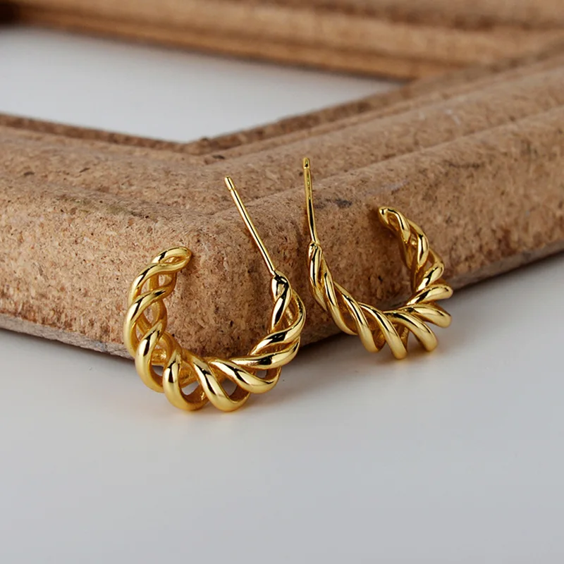 

MLKENLY корейские геометрические золотые серьги с-образной формы полые серьги из стерлингового серебра 925 пробы для женщин женские модные ювелирные изделия