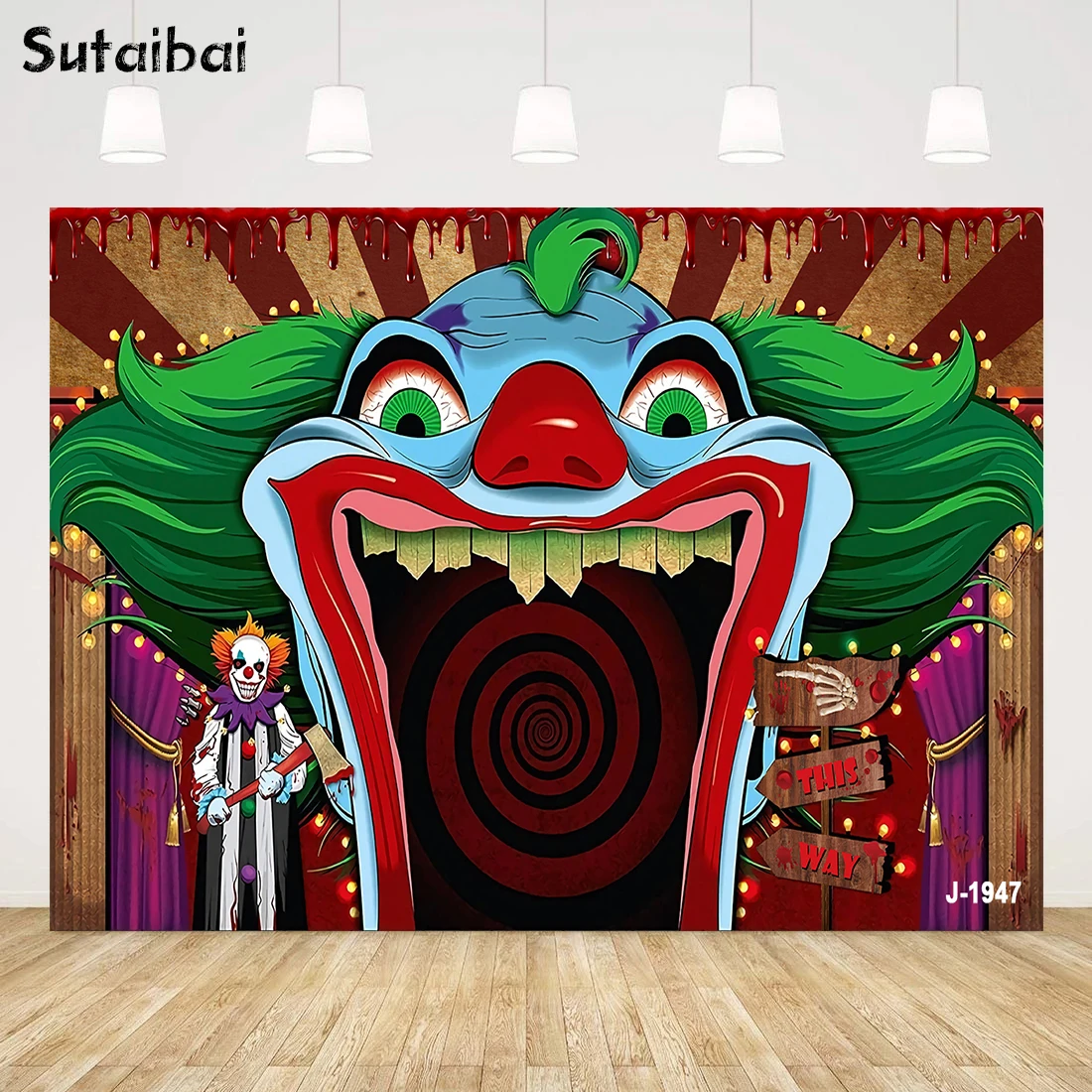 Halloween Evil Clown Backdrop Horror Scary Circus Carnival Kids Birthday Trick or Treat Birthday Photography Background 
Halloween Evil Clown Backdrop Horror Scary Circus Carnival Kids Birthday Trick or Treat Birthday Photography Background