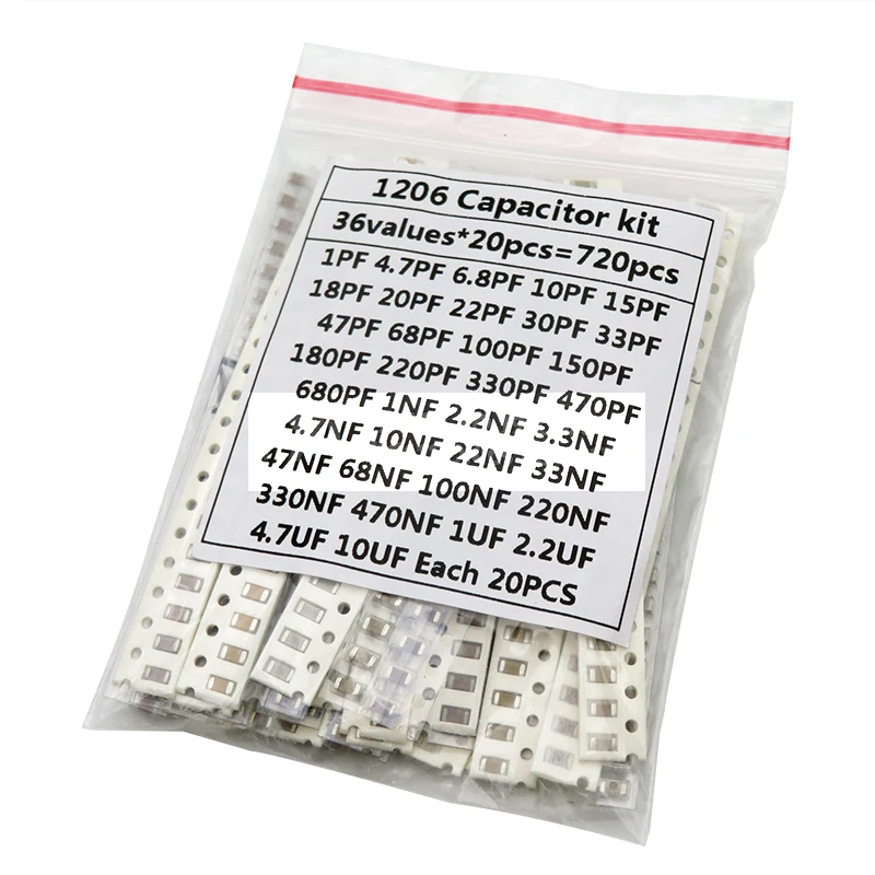 Electronic Capacitor set 36Values 1pF-10uF 1206 SMD Ceramic Capacitors assortment kit 22PF 47PF 22NF 100NF 2.2UF 4.7UF 0603 080
Electronic Capacitor set 36Values 1pF-10uF 1206 SMD Ceramic Capacitors assortment kit 22PF 47PF 22NF 100NF 2.2UF 4.7UF 0603 080