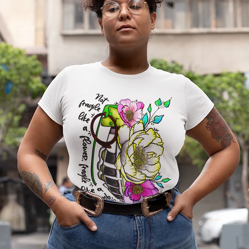 Not Fragile Like A Flower Fragile Like A Bomb Feminism T Shirt Women RBG Afro Floral Print Women Rights Tshirts Justice Dropship
Not Fragile Like A Flower Fragile Like A Bomb Feminism T Shirt Women RBG Afro Floral Print Women Rights Tshirts Justice Dropship
