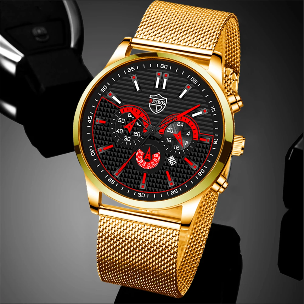 Luxury Mens Watches Stainless Steel Mesh Belt Quartz Gold Wrist Watch Men Fashion Casual Leather Strap Sport Watch reloj hombre
Luxury Mens Watches Stainless Steel Mesh Belt Quartz Gold Wrist Watch Men Fashion Casual Leather Strap Sport Watch reloj hombre