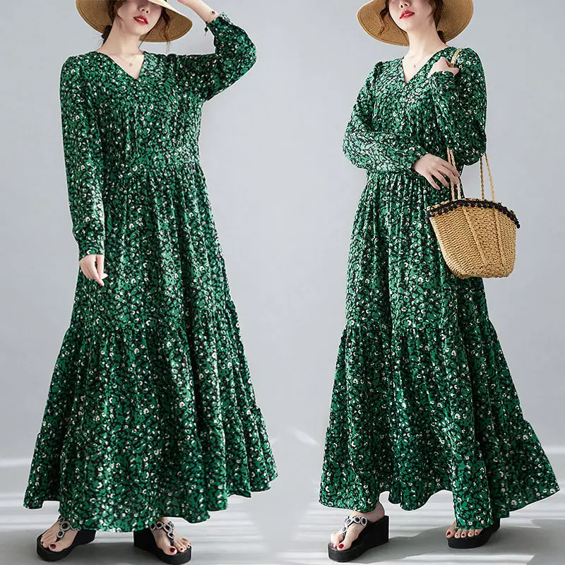 Vintage Large Size Chiffon Dress Women's Spring Autumn 2023 New Casual Loose Floral Slim V-Neck Long Sleeve Dress Elbise T1325
Vintage Large Size Chiffon Dress Women's Spring Autumn 2023 New Casual Loose Floral Slim V-Neck Long Sleeve Dress Elbise T1325