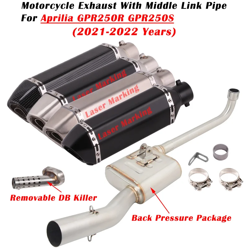 Slip On For Aprilia GPR250R GPR250S 2021 2022 Motorcycle Exhaust Escape System Modified Muffler And Link Pipe With Back Pressure
Slip On For Aprilia GPR250R GPR250S 2021 2022 Motorcycle Exhaust Escape System Modified Muffler And Link Pipe With Back Pressure