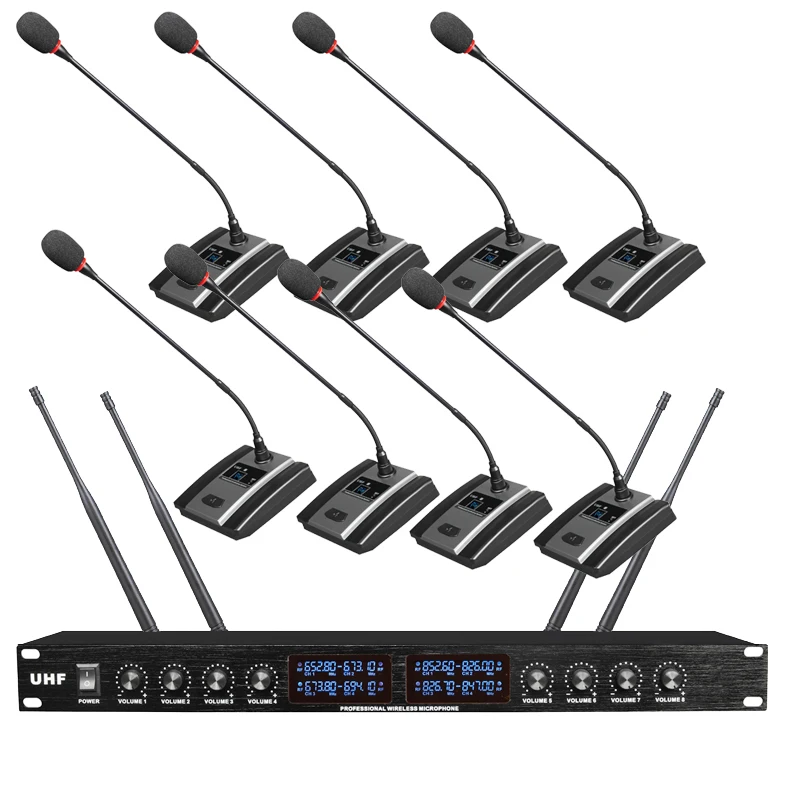 

Professional MiCWL UHF 8 Table Long Gooseneck Wireless Conference Microphones System 8 Desktop Mic Meeting Room