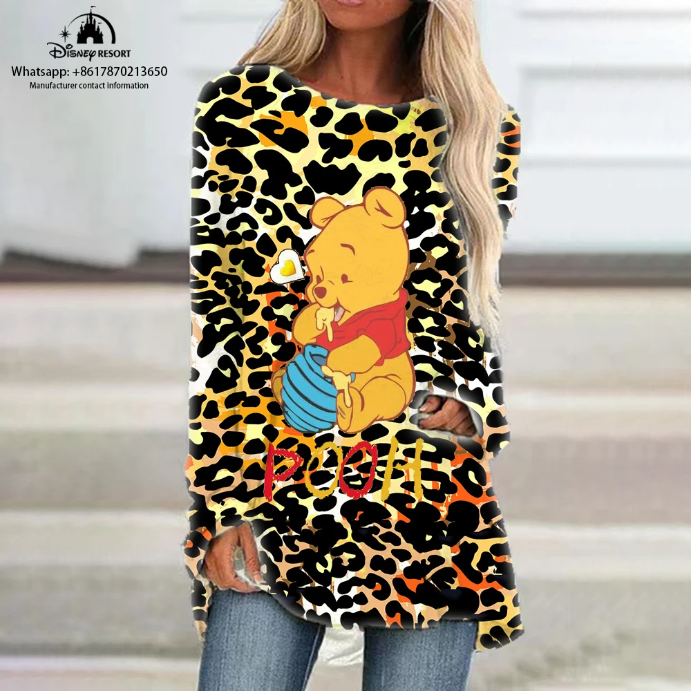Women's Autumn Long Sleeve T-Shirt Disney Winnie the Pooh Mickey Minnie Leopard T-Shirt Fashion Dress Loose Sweatshirt
Women's Autumn Long Sleeve T-Shirt Disney Winnie the Pooh Mickey Minnie Leopard T-Shirt Fashion Dress Loose Sweatshirt