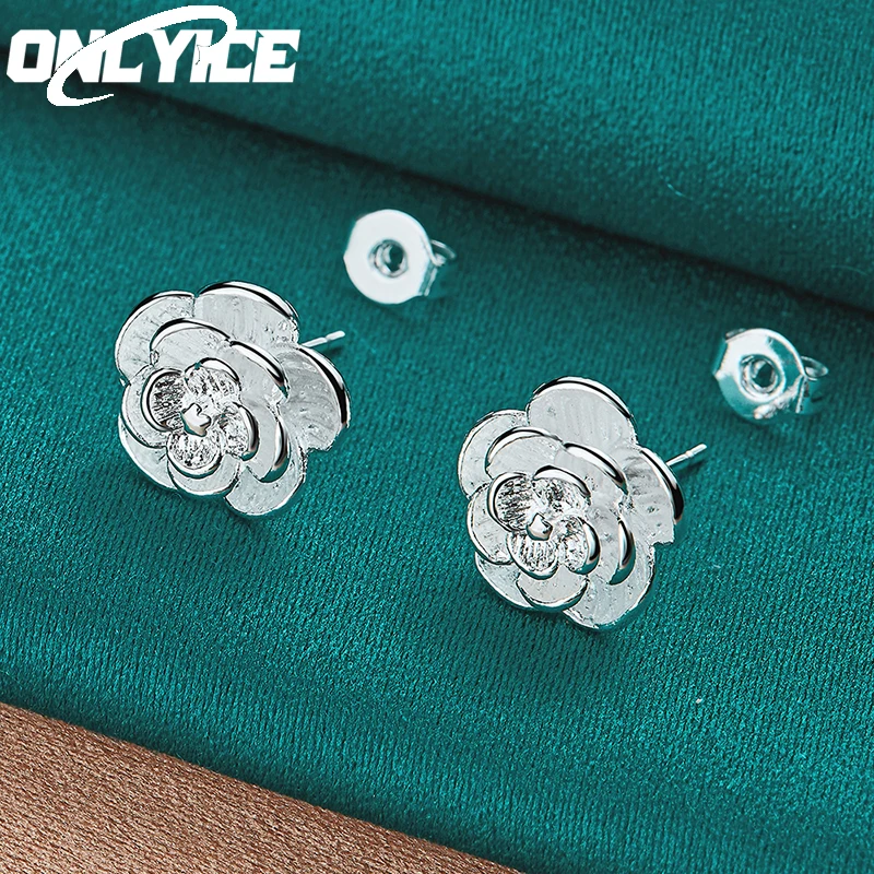 Hot Charm 925 Sterling Silver Earring For Women Rose Flowers Stud Lady Luxury Wedding Accessories Fashion Party Jewelry Gift
Hot Charm 925 Sterling Silver Earring For Women Rose Flowers Stud Lady Luxury Wedding Accessories Fashion Party Jewelry Gift