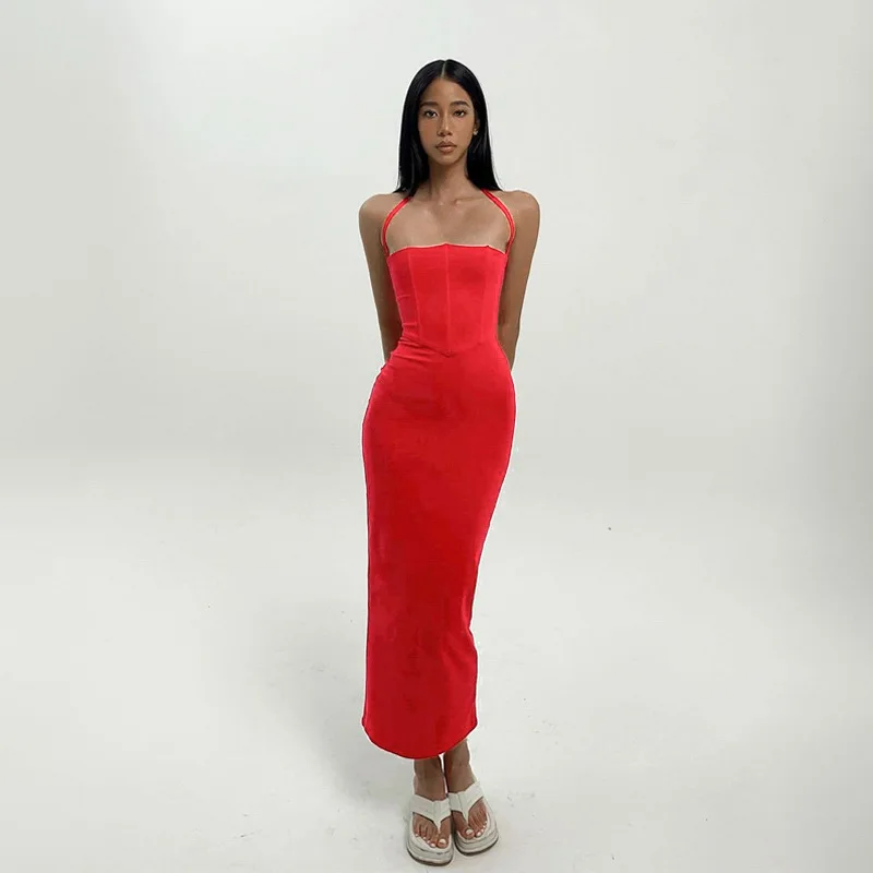 Halter neck tie word neck corset dress fashion elegant sexy slim slim solid color evening dress summer new women clothing
Halter neck tie word neck corset dress fashion elegant sexy slim slim solid color evening dress summer new women clothing